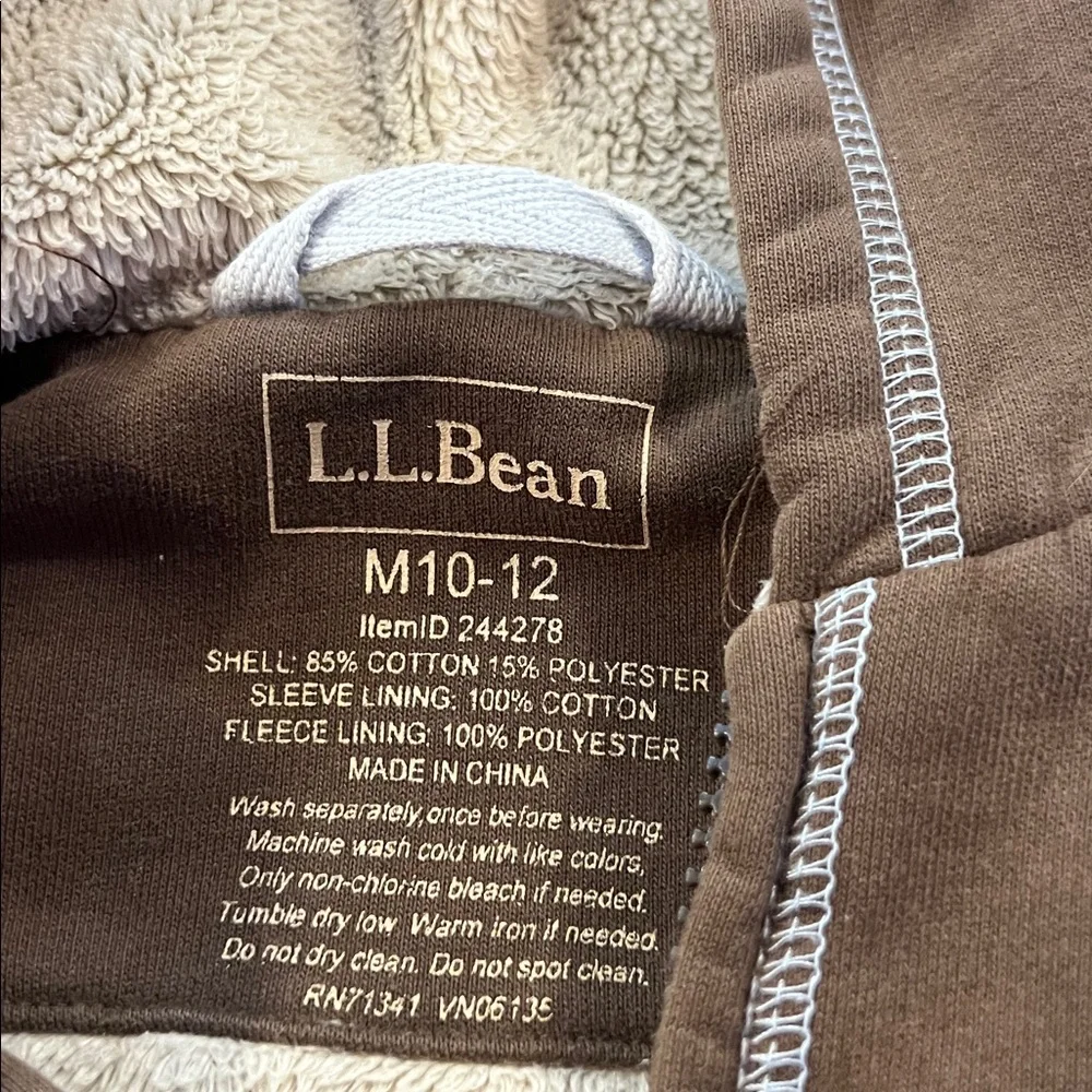 L.L. Bean green Hoodie Sherpa fleece lined 10/12 unisex - Picture 2 of 9